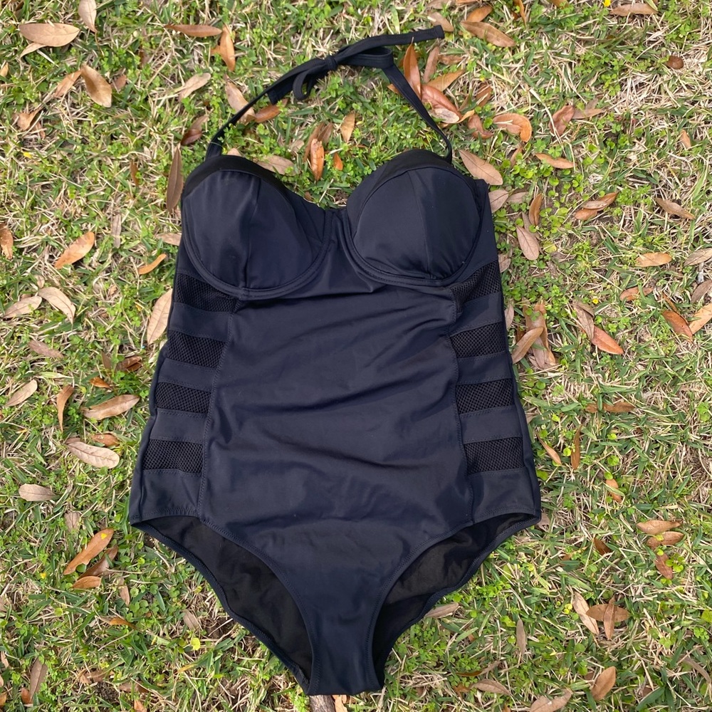 ASOS SWIM Fishnet Insert Swimsuit—Size 18 - Picture 3 of 14